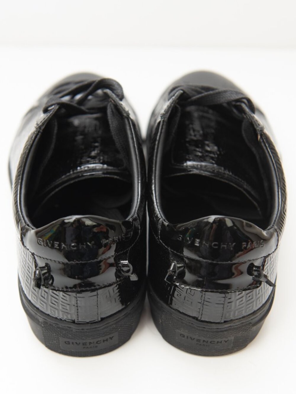 Givenchy Urban Street Logo-Embossed Patent Leather Sneakers Black Size 38.5 8.5 - Picture 6 of 14